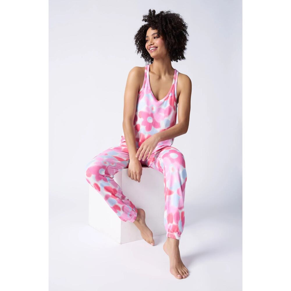 PJ Salvage Spread Kindness Tank & Pants Pajama 2 Piece Set XS Ivory Pink Floral - Picture 3 of 14